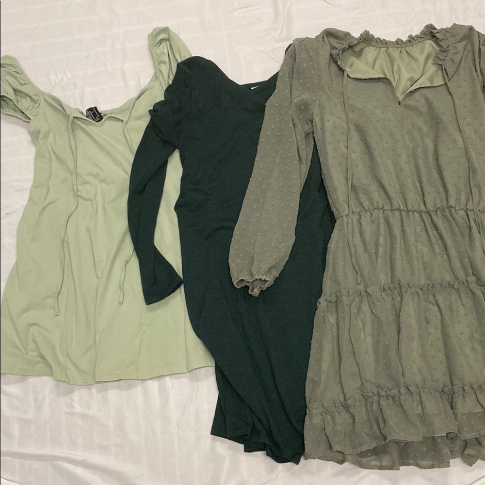 Set of Three Green Dresses